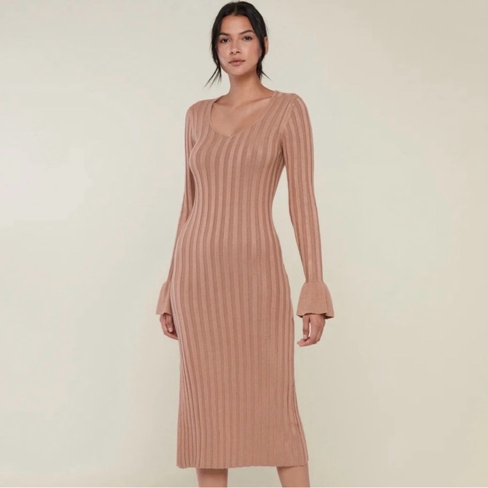 Rachel Parcell Tan Long Sleeve Knit Dress